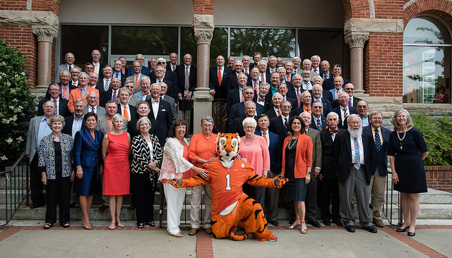 Group photo with the clemson tiger from the golden tiger reunion
