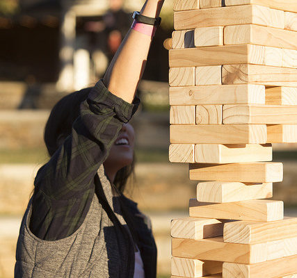 Giant Jenga at the Fall Band Party