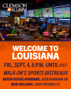 promotion for Clemson welcome events in Louisiana
