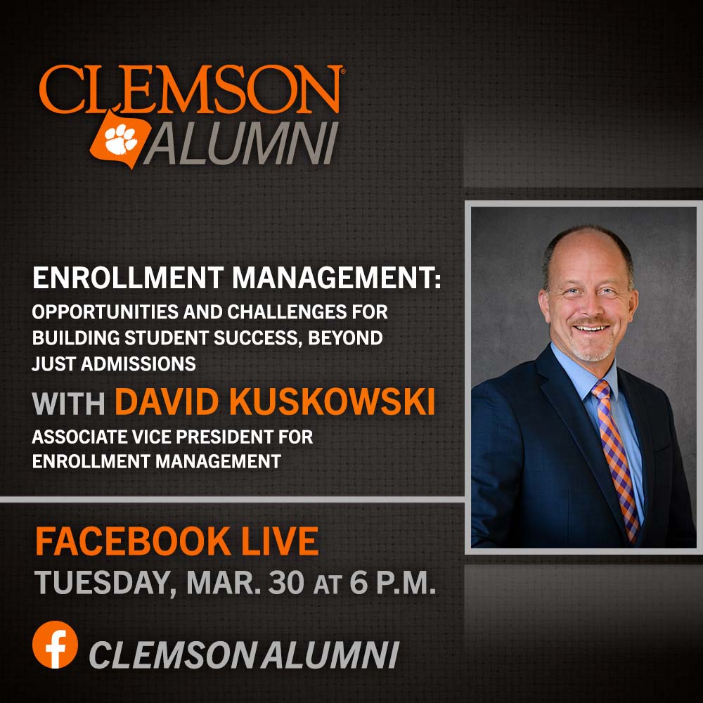 Facebook Live with David Kuskowski, Associate Vice President for Enrollment Tuesday, March 30 at 6pm
