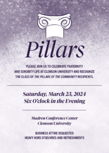 Join us for the Fraternity and Sorority Life Pillars of Society event
