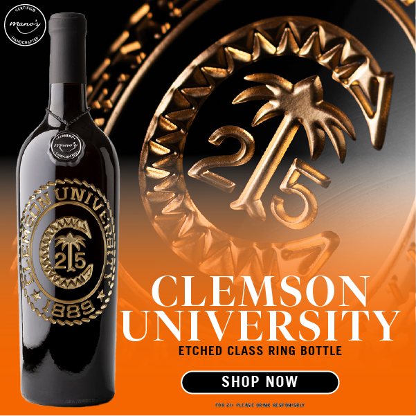 Order your own Clemson-etched wine bottle